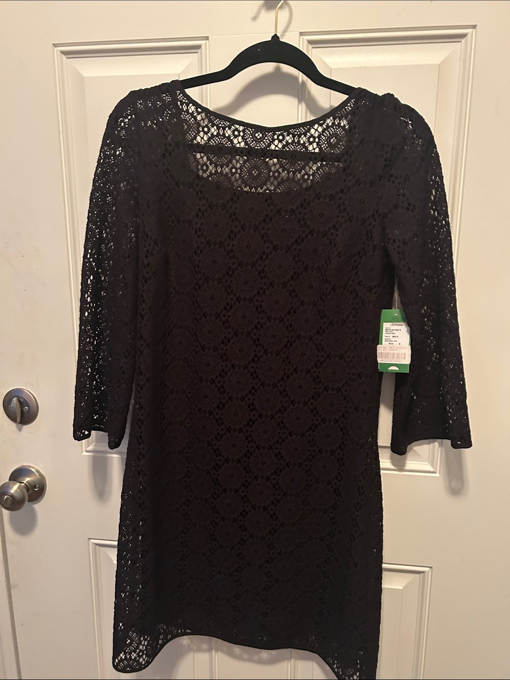 Lilly Pulitzer Black Crochet Lace Long Sleeve Dress